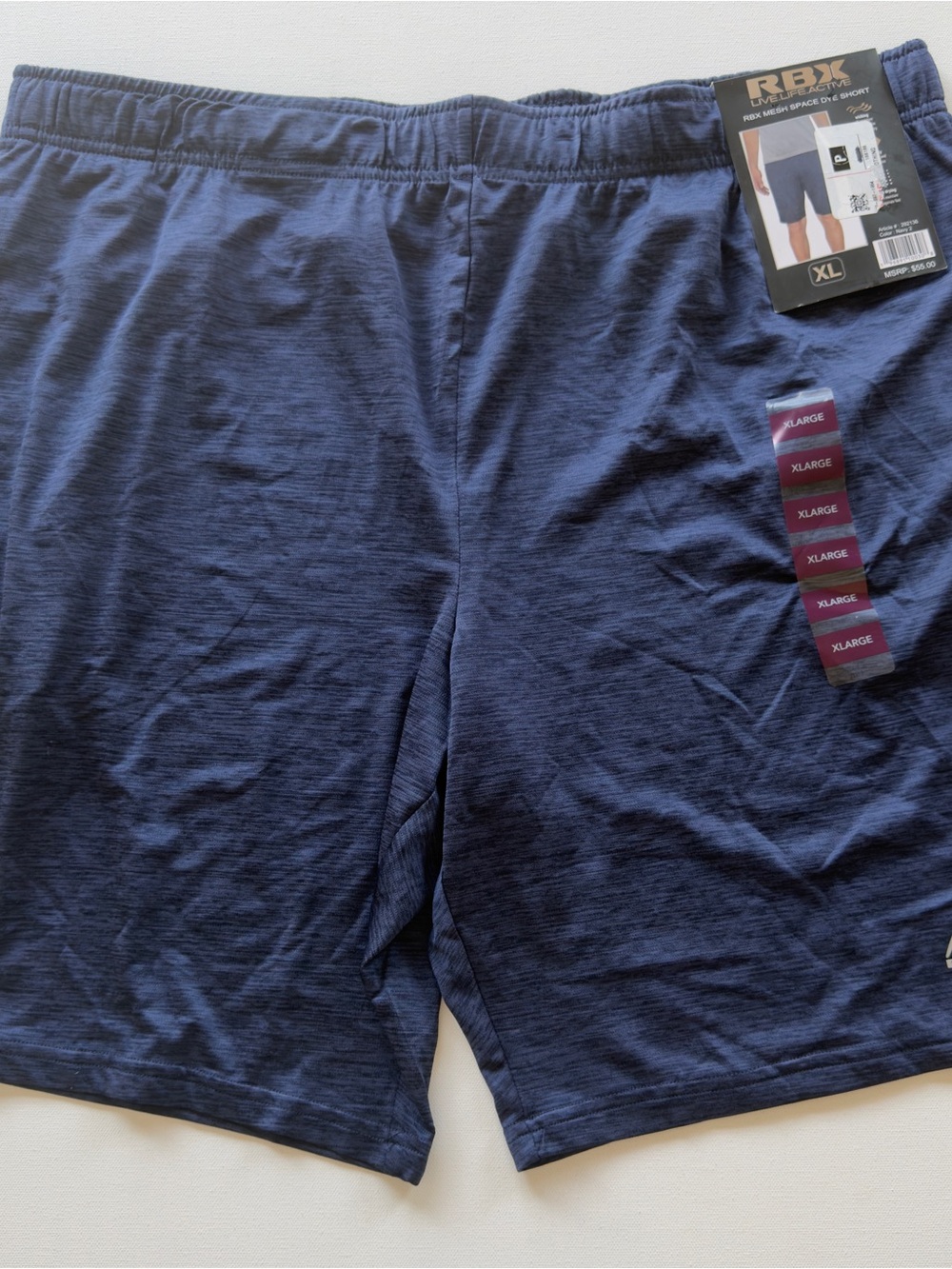 NWT RBX Men's Navy Athletic Shorts XL No Liner (KB11)